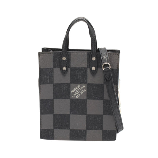 サックプラ XS ダミエチェッカーボード ノワール 2WAY ハンドバッグ レザー ブラック ルイヴィトン バッグ LOUIS VUITTON