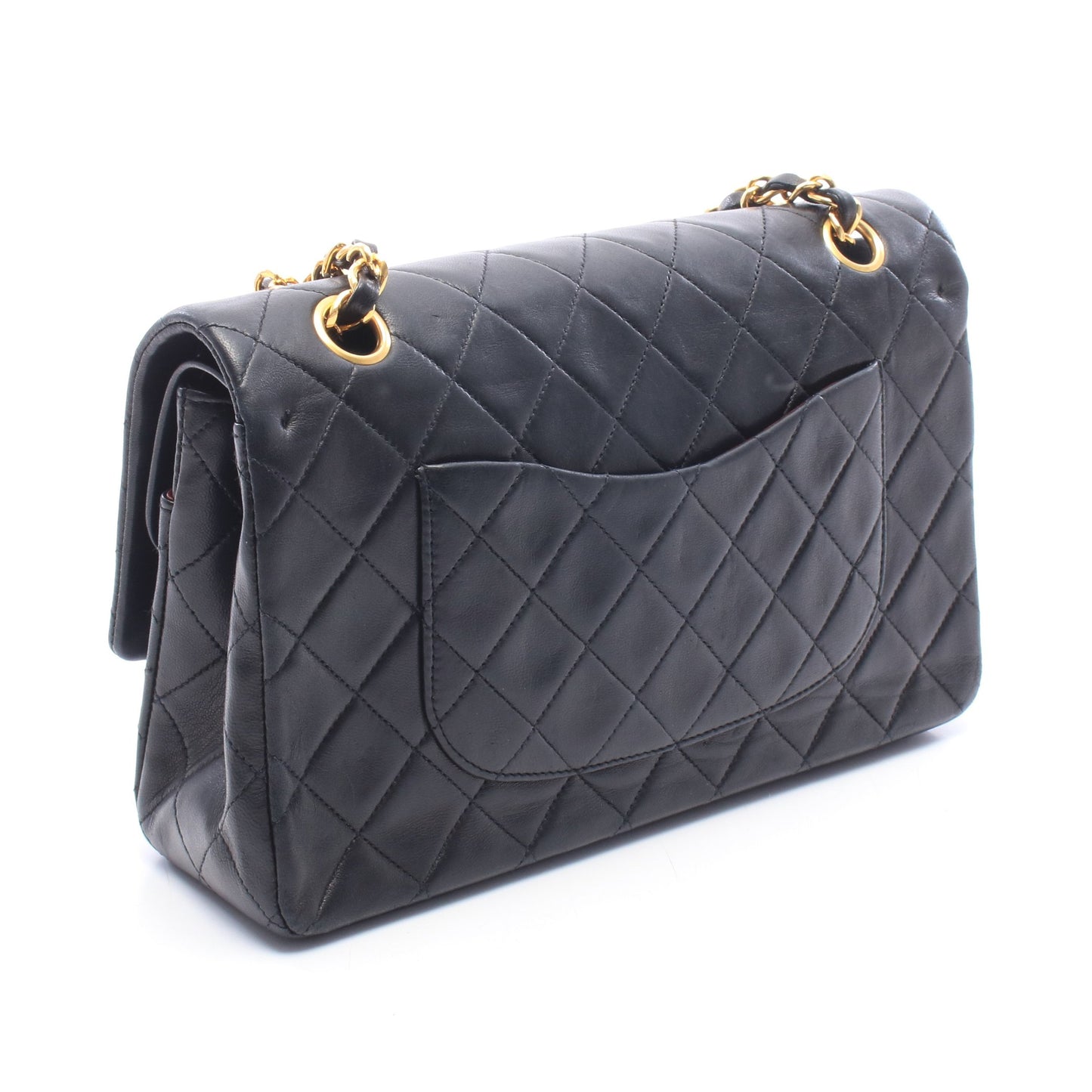 マトラッセ Wフラップ Wチェーンショルダーバッグ ラムスキン ブラック ゴールド金具 シャネル バッグ CHANEL