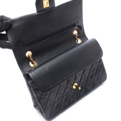 マトラッセ Wフラップ Wチェーンショルダーバッグ ラムスキン ブラック ゴールド金具 シャネル バッグ CHANEL