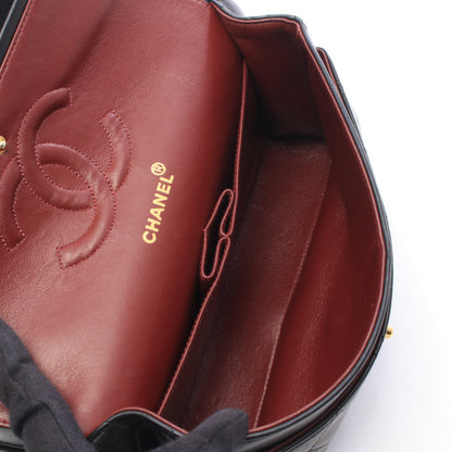 マトラッセ Wフラップ Wチェーンショルダーバッグ ラムスキン ブラック ゴールド金具 シャネル バッグ CHANEL