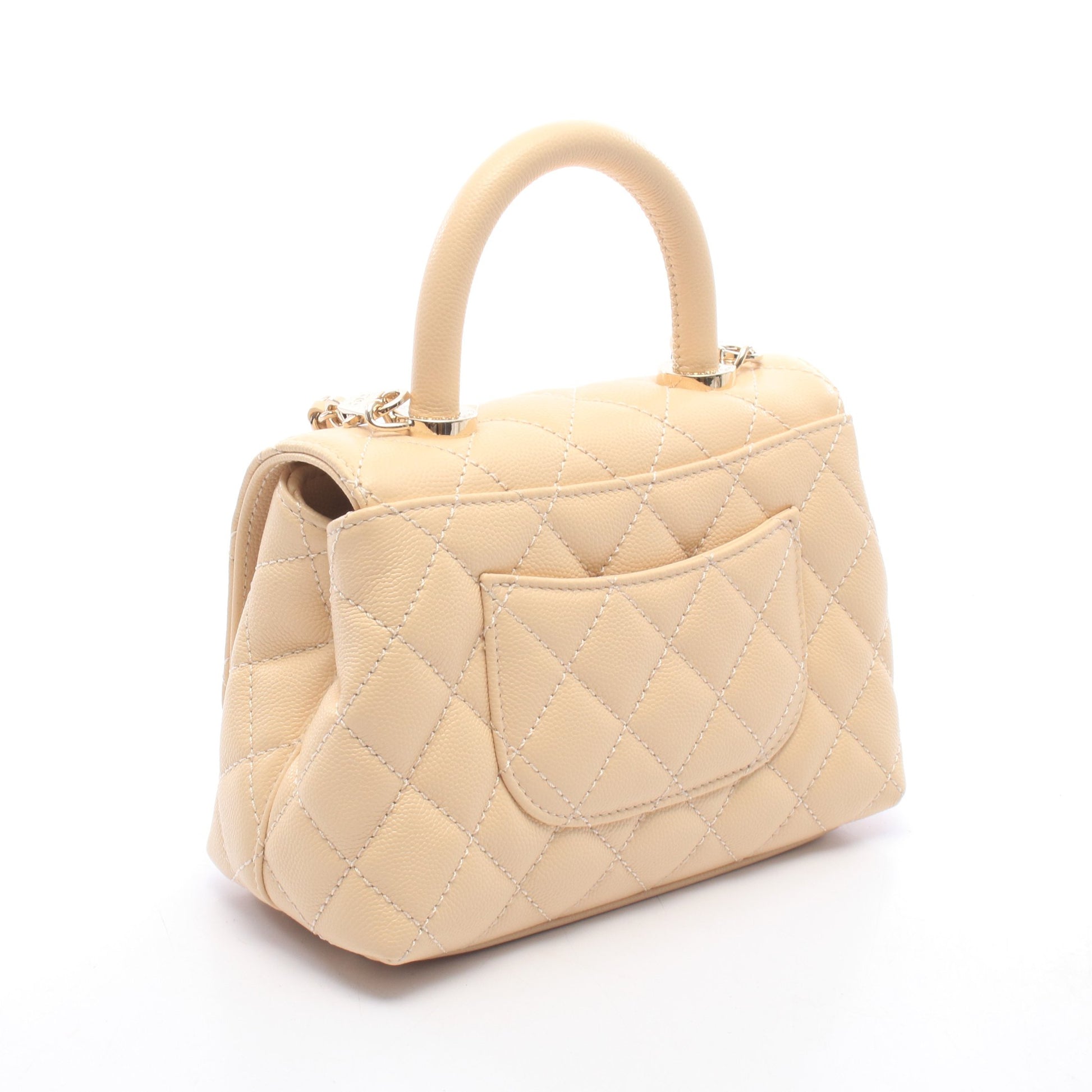 ココハンドルXXS トップハンドル ハンドバッグ キャビアスキン ライトベージュ ゴールド金具 シャネル バッグ CHANEL