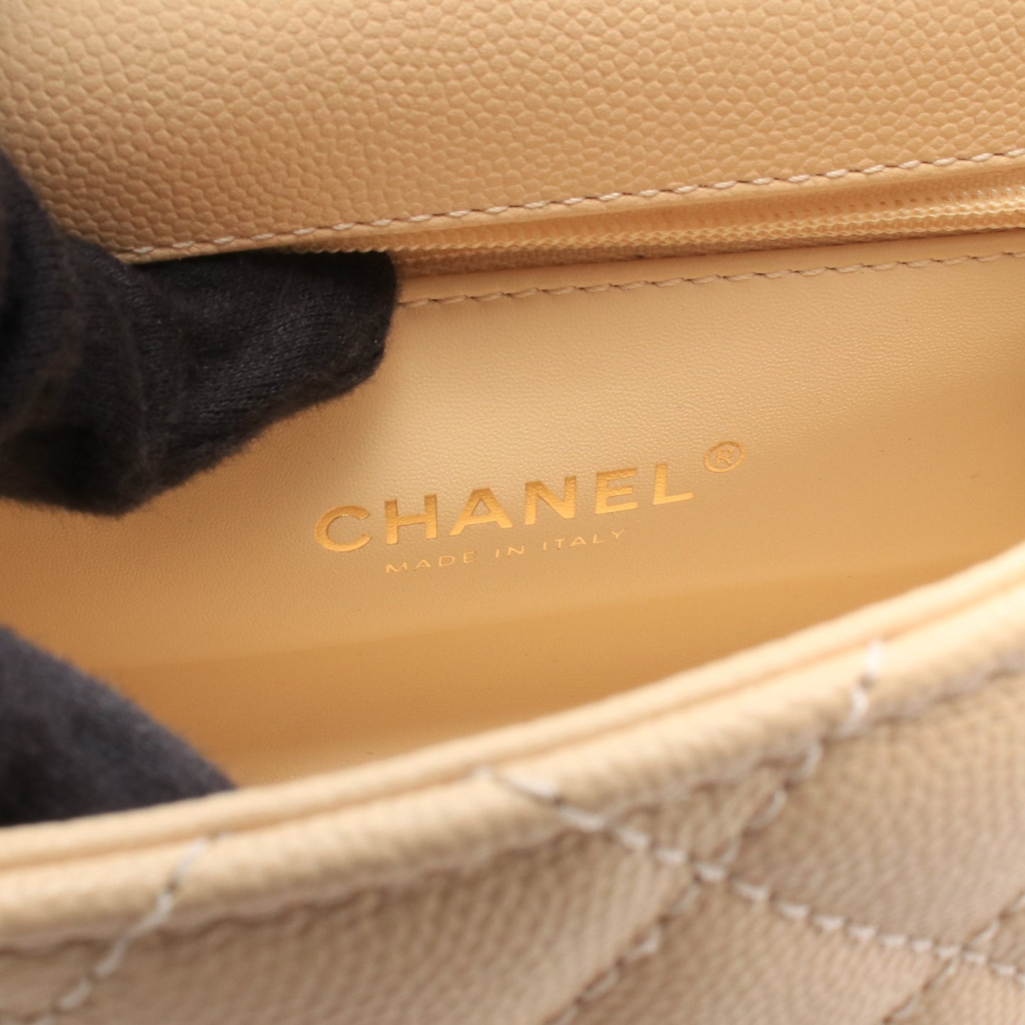 ココハンドルXXS トップハンドル ハンドバッグ キャビアスキン ライトベージュ ゴールド金具 シャネル バッグ CHANEL
