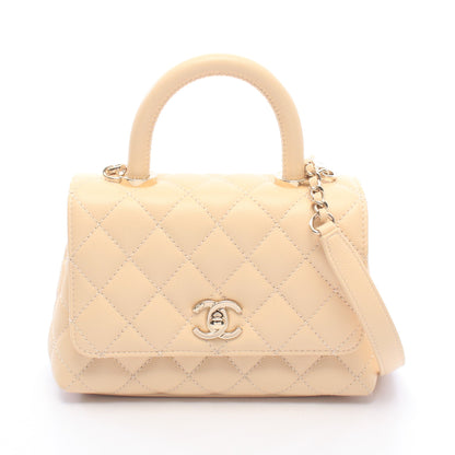 ココハンドルXXS トップハンドル ハンドバッグ キャビアスキン ライトベージュ ゴールド金具 シャネル バッグ CHANEL