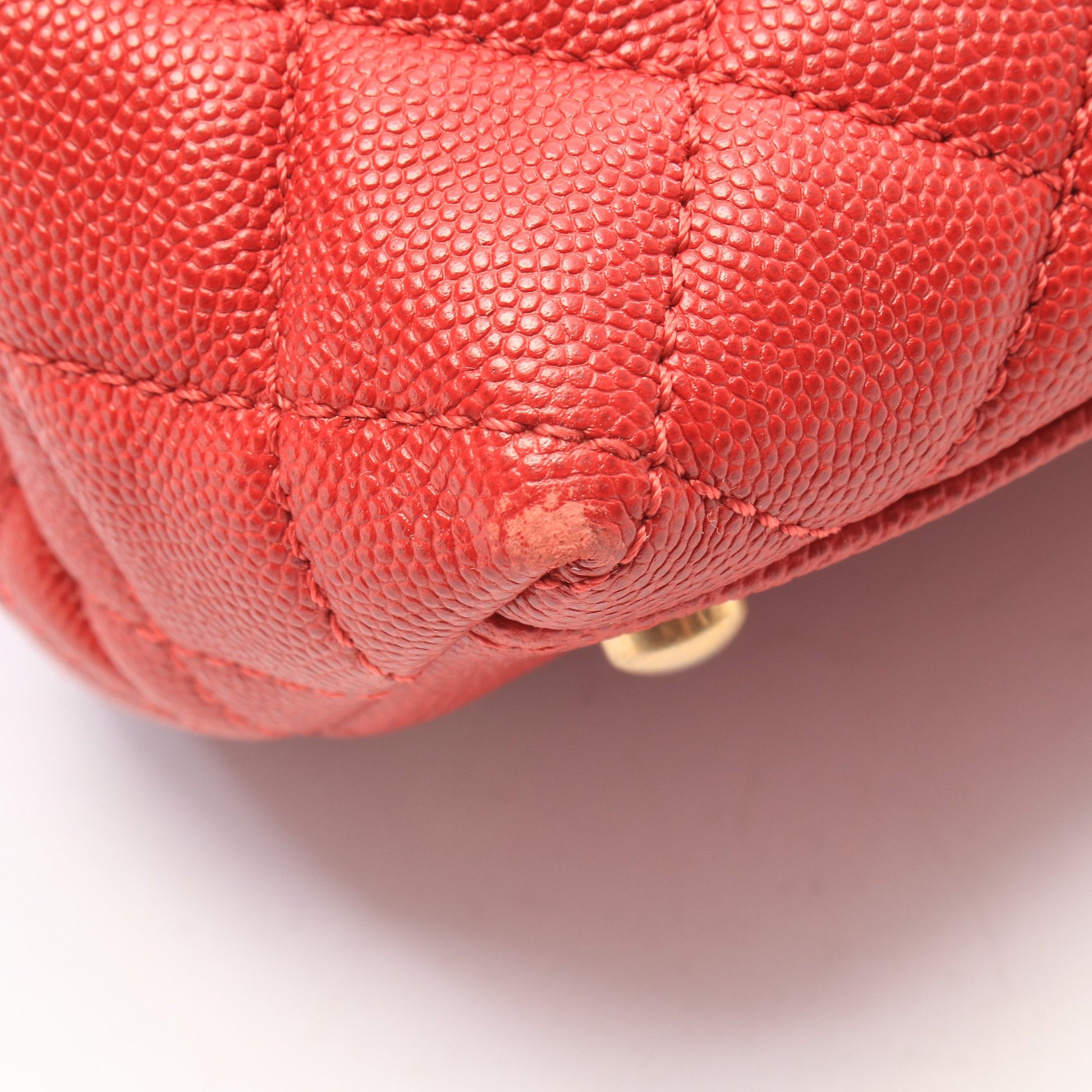 ココハンドル29 トップハンドル フラップ バッグ マトラッセ 2WAY ハンドバッグ キャビアスキン レッド ゴールド金具 シャネル バッグ CHANEL