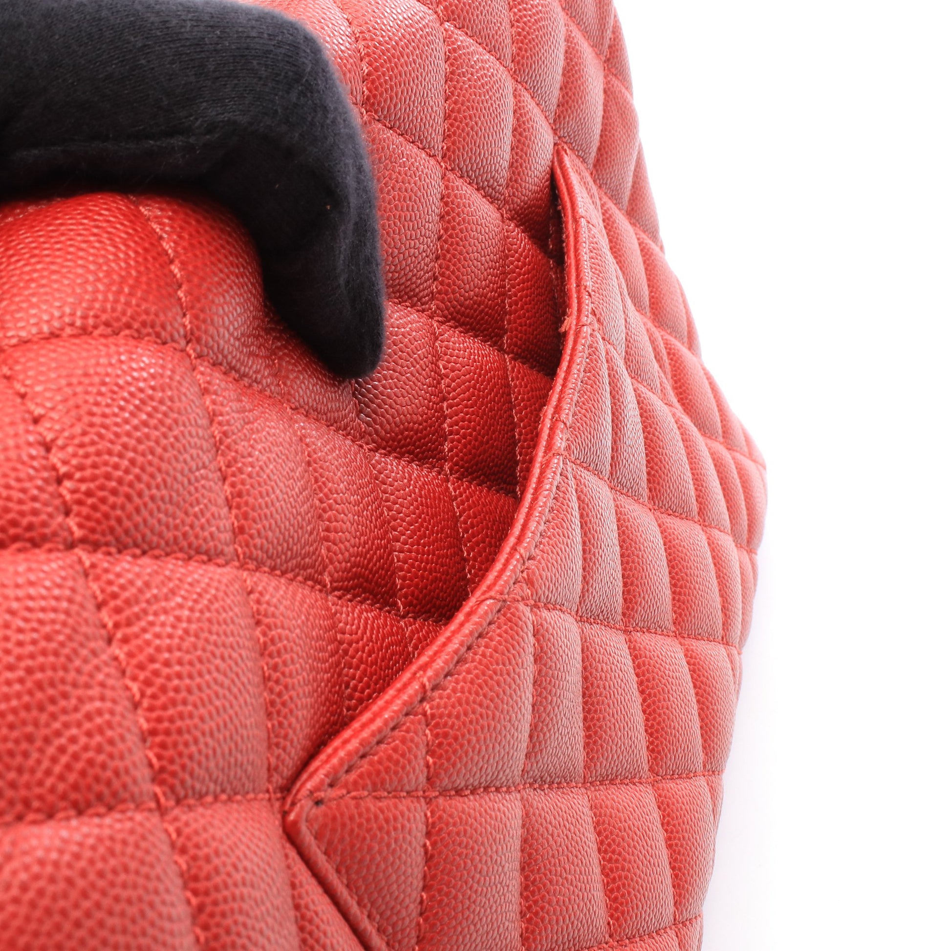 ココハンドル29 トップハンドル フラップ バッグ マトラッセ 2WAY ハンドバッグ キャビアスキン レッド ゴールド金具 シャネル バッグ CHANEL