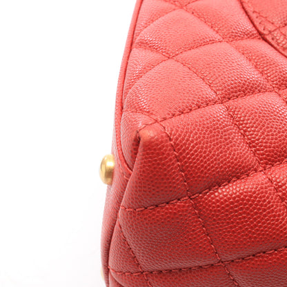 ココハンドル29 トップハンドル フラップ バッグ マトラッセ 2WAY ハンドバッグ キャビアスキン レッド ゴールド金具 シャネル バッグ CHANEL