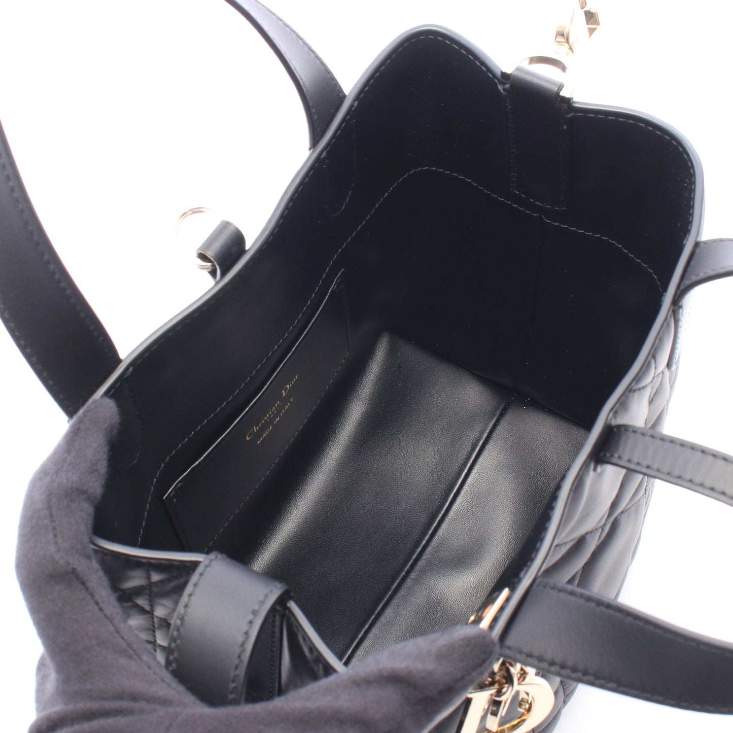 Dior Toujours バーティカル トートバッグ スモール マクロカナージュ 2WAY ハンドバッグ レザー ブラック クリスチャンディオール バッグ Christian Dior