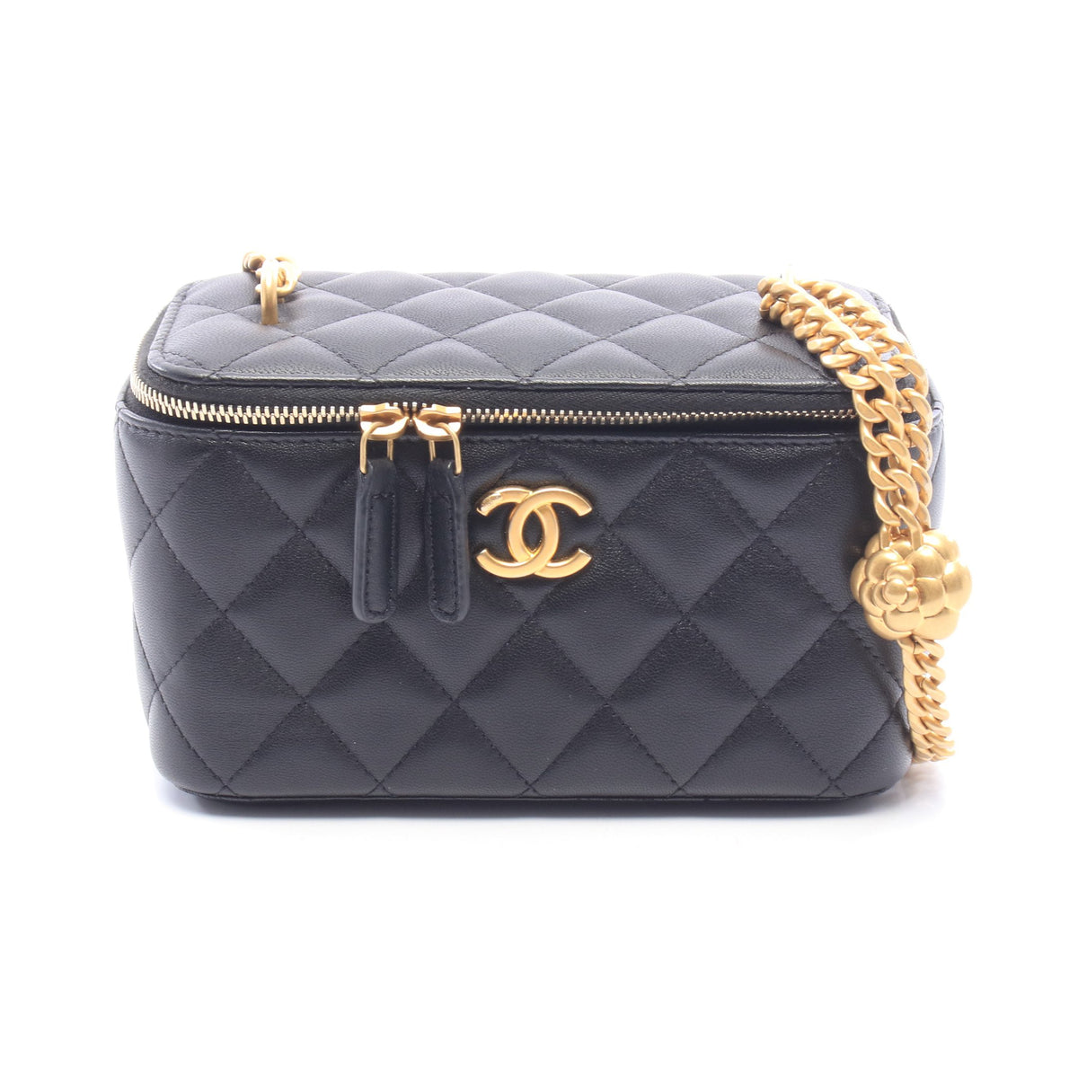 マトラッセ バニティ チェーンショルダーバッグ ラムスキン ブラック ゴールド金具 シャネル バッグ CHANEL