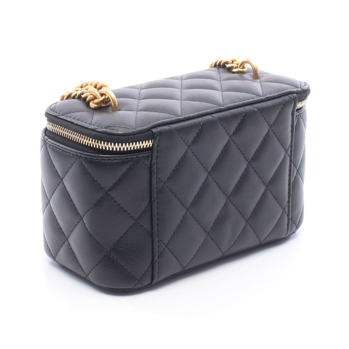 マトラッセ バニティ チェーンショルダーバッグ ラムスキン ブラック ゴールド金具 シャネル バッグ CHANEL