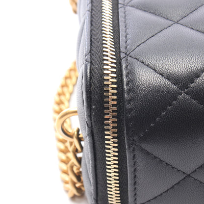 マトラッセ バニティ チェーンショルダーバッグ ラムスキン ブラック ゴールド金具 シャネル バッグ CHANEL