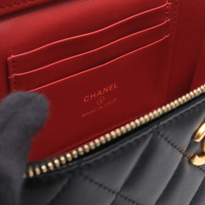 マトラッセ バニティ チェーンショルダーバッグ ラムスキン ブラック ゴールド金具 シャネル バッグ CHANEL