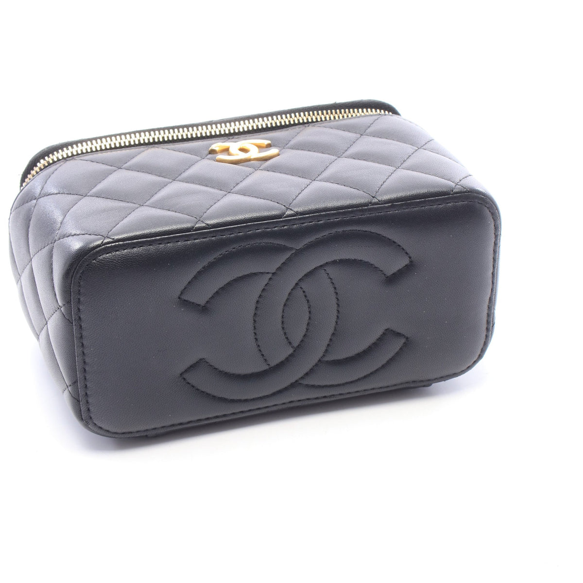 マトラッセ バニティ チェーンショルダーバッグ ラムスキン ブラック ゴールド金具 シャネル バッグ CHANEL