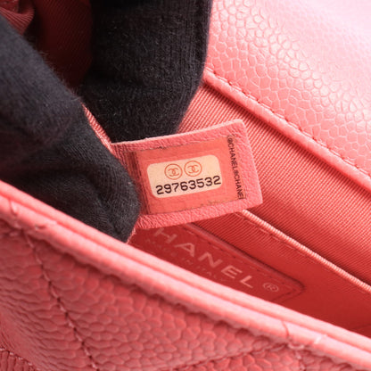 ミニマトラッセ チェーンショルダーバッグ キャビアスキン ピンク シルバー金具 シャネル バッグ CHANEL