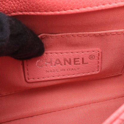 ミニマトラッセ チェーンショルダーバッグ キャビアスキン ピンク シルバー金具 シャネル バッグ CHANEL