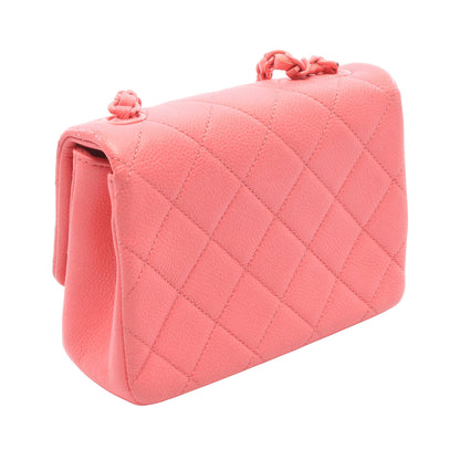 ミニマトラッセ チェーンショルダーバッグ キャビアスキン ピンク シルバー金具 シャネル バッグ CHANEL