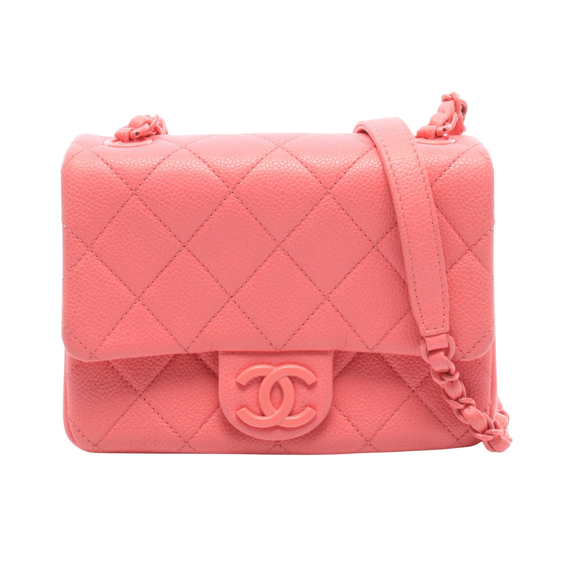 ミニマトラッセ チェーンショルダーバッグ キャビアスキン ピンク シルバー金具 シャネル バッグ CHANEL