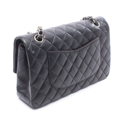 マトラッセ Wフラップ Wチェーンショルダーバッグ ラムスキン ブラック シルバー金具 シャネル バッグ CHANEL