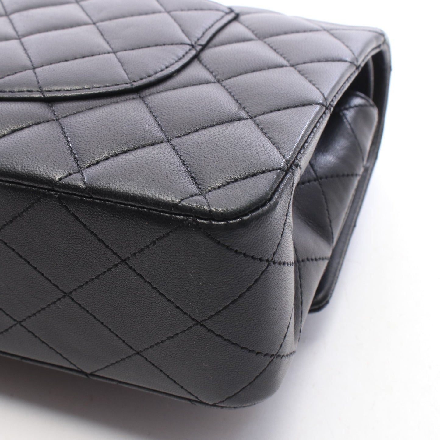 マトラッセ Wフラップ Wチェーンショルダーバッグ ラムスキン ブラック シルバー金具 シャネル バッグ CHANEL