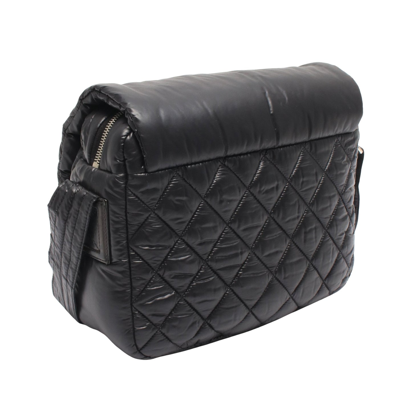 コココクーン スモール メッセンジャー ショルダーバッグ ナイロン レザー ブラック シルバー金具 シャネル バッグ CHANEL