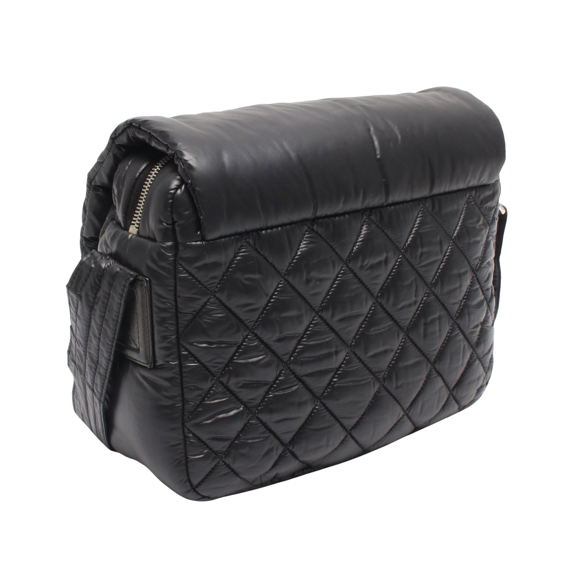コココクーン スモール メッセンジャー ショルダーバッグ ナイロン レザー ブラック シルバー金具 シャネル バッグ CHANEL