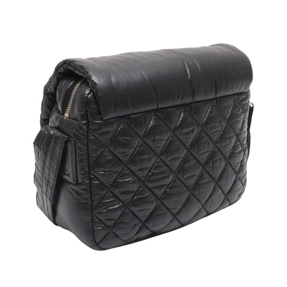 コココクーン スモール メッセンジャー ショルダーバッグ ナイロン レザー ブラック シルバー金具 シャネル バッグ CHANEL