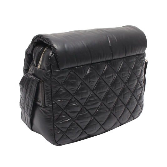 コココクーン スモール メッセンジャー ショルダーバッグ ナイロン レザー ブラック シルバー金具 シャネル バッグ CHANEL
