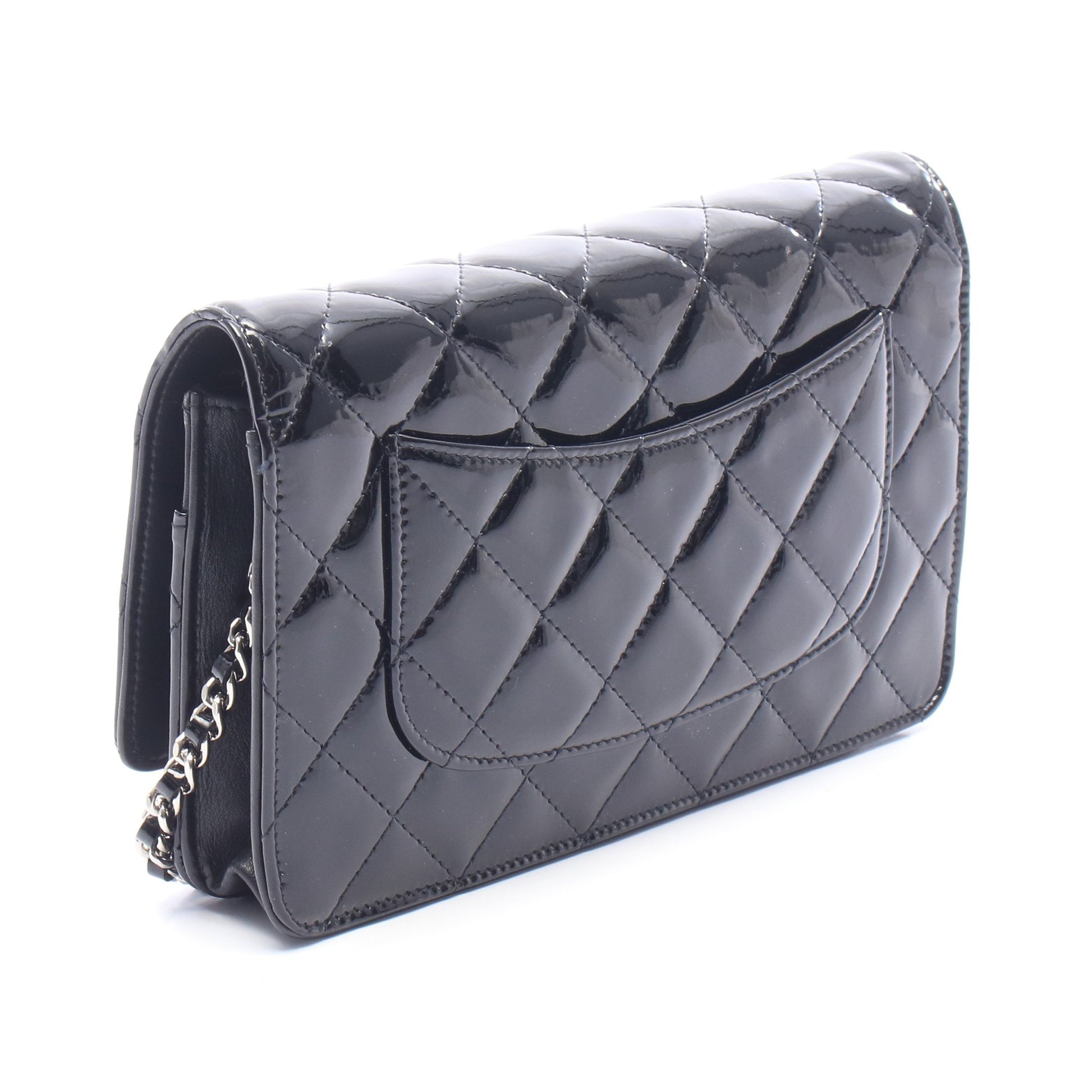 マトラッセ チェーンウォレット エナメルレザー ブラック シルバー金具 シャネル バッグ CHANEL