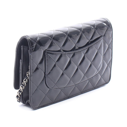 マトラッセ チェーンウォレット エナメルレザー ブラック シルバー金具 シャネル バッグ CHANEL
