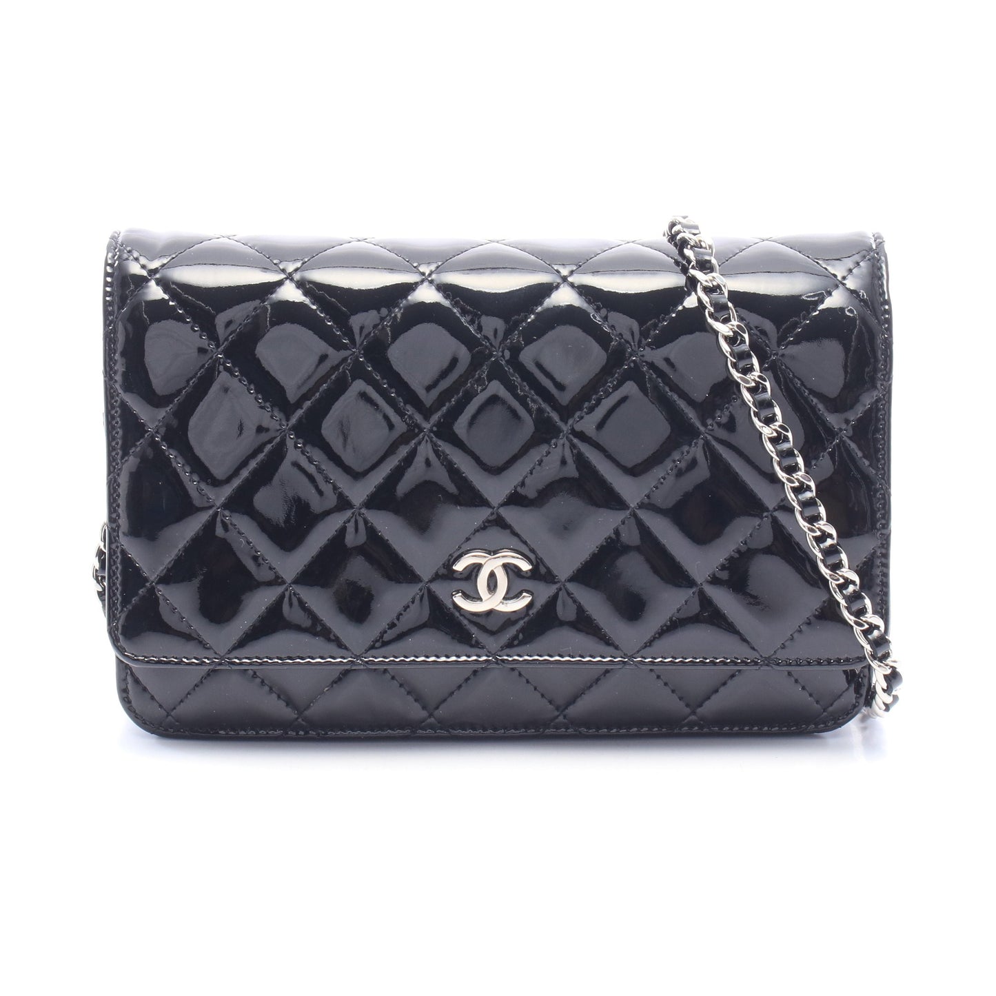 マトラッセ チェーンウォレット エナメルレザー ブラック シルバー金具 シャネル バッグ CHANEL