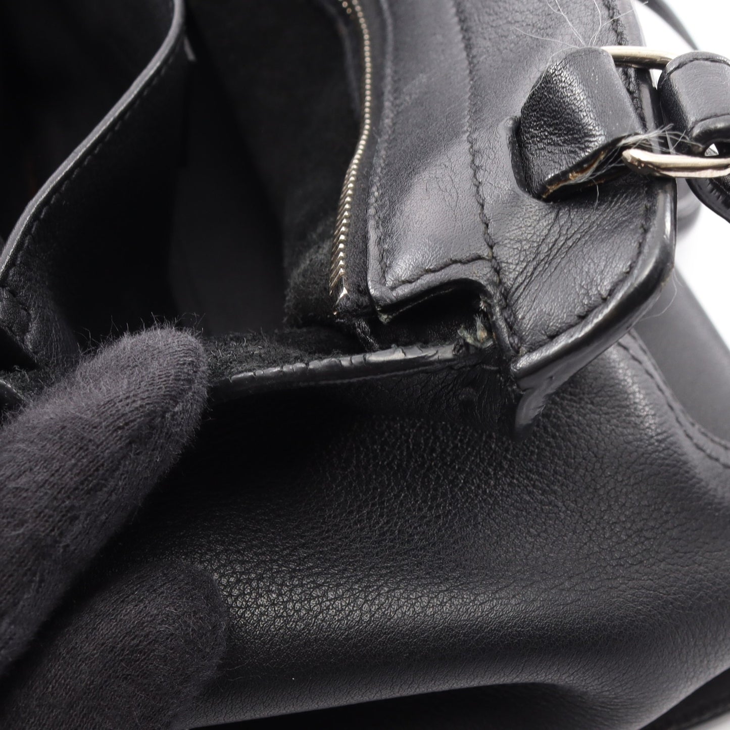 ベイビーカバス YSLライン 2WAY ハンドバッグ レザー ブラック サンローランパリ