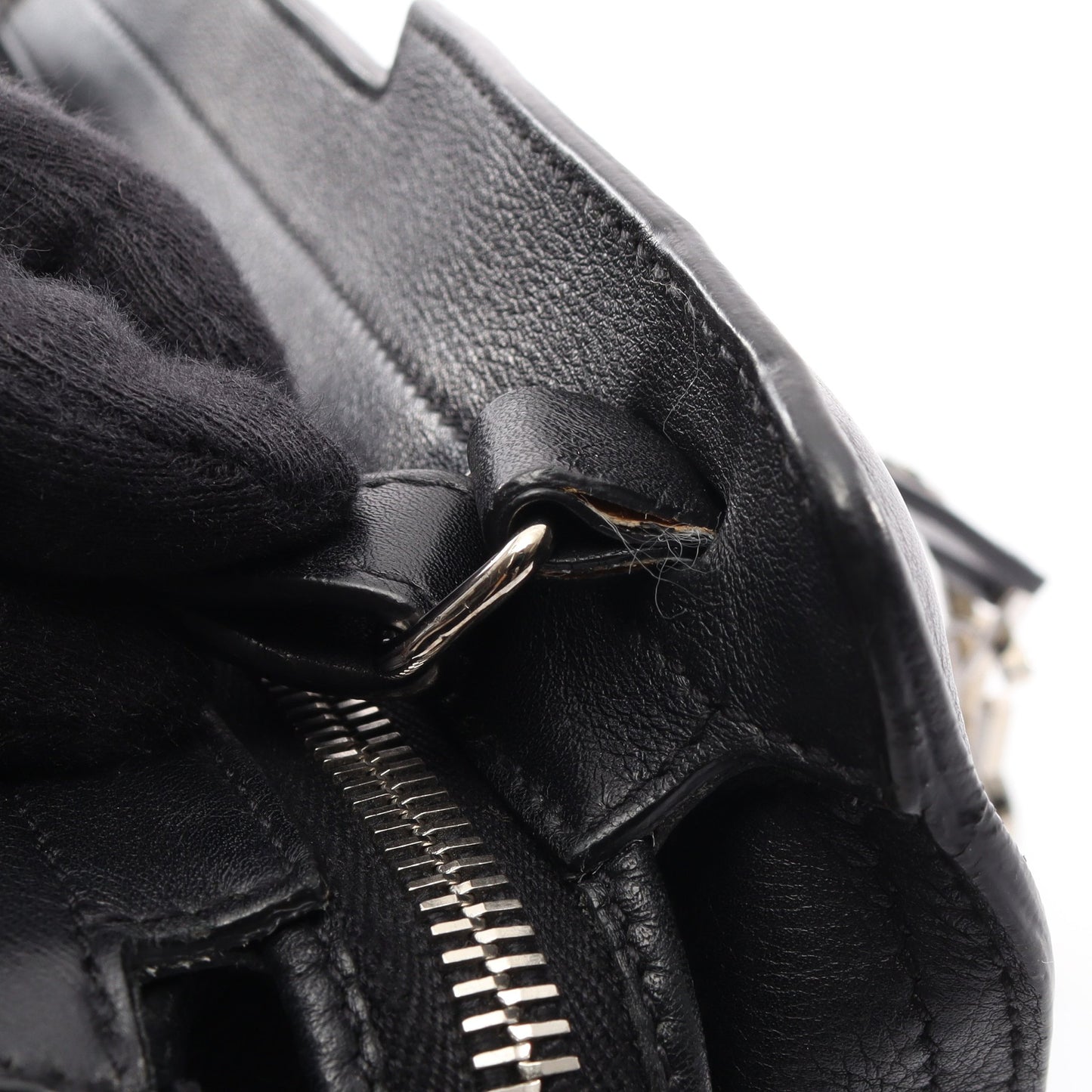 ベイビーカバス YSLライン 2WAY ハンドバッグ レザー ブラック サンローランパリ