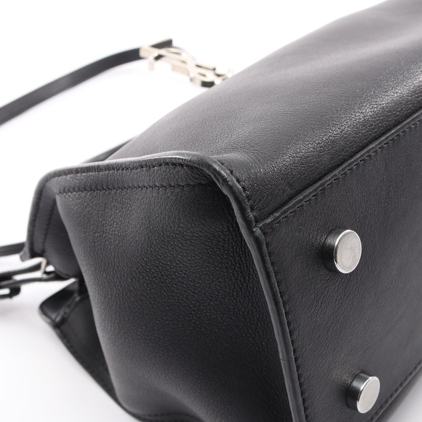ベイビーカバス YSLライン 2WAY ハンドバッグ レザー ブラック サンローランパリ
