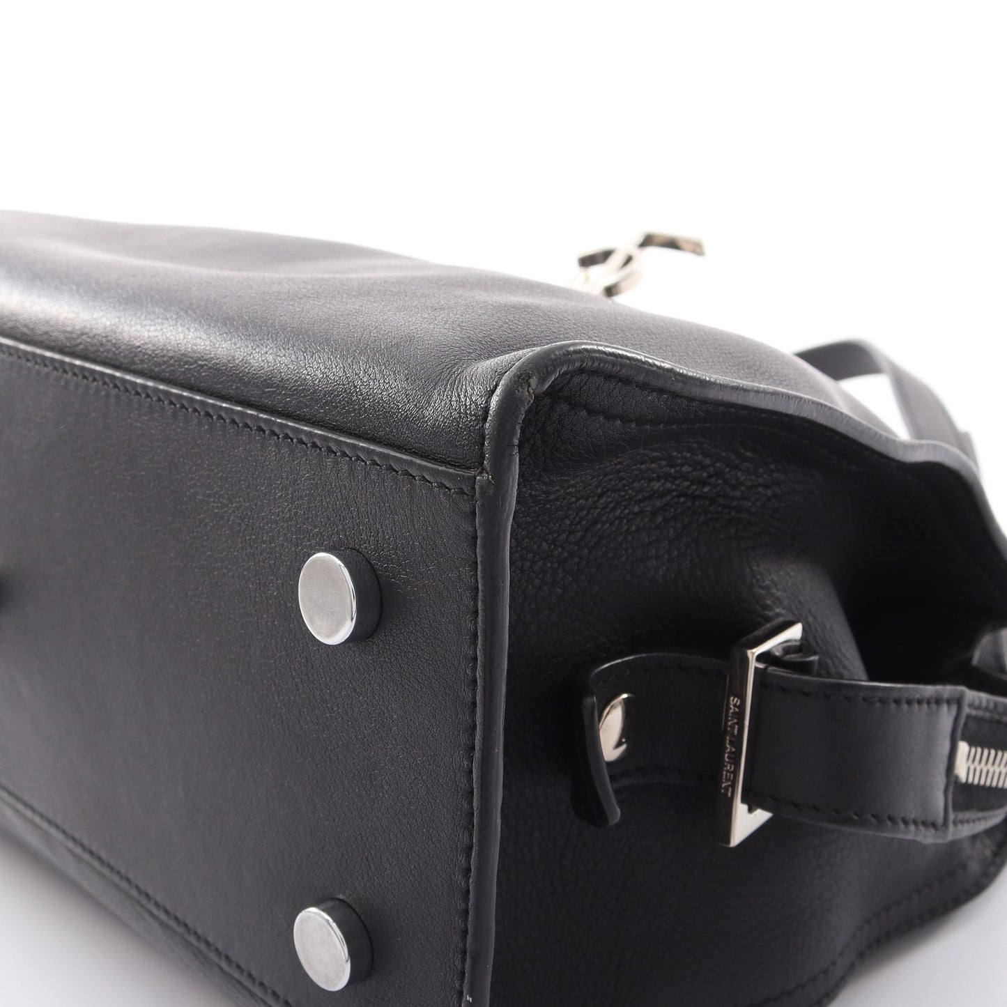 ベイビーカバス YSLライン 2WAY ハンドバッグ レザー ブラック サンローランパリ