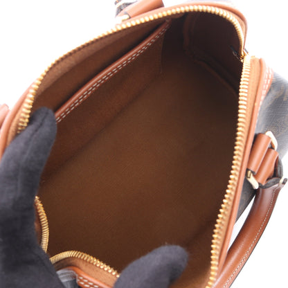 スモール ボストン キュイル トリオンフ 2WAY ハンドバッグ PVC レザー ブラック ブラウン セリーヌ