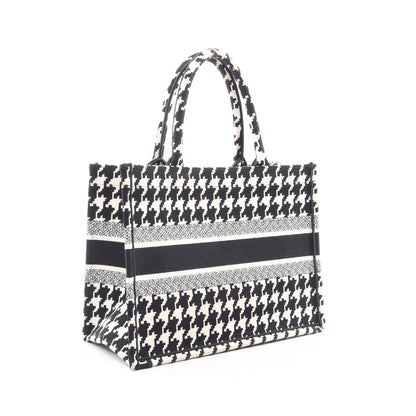 BOOK TOTE ブックトート ミディアム 千鳥格子 ハンドバッグ トートバッグ キャンバス ホワイト ブラック クリスチャンディオール