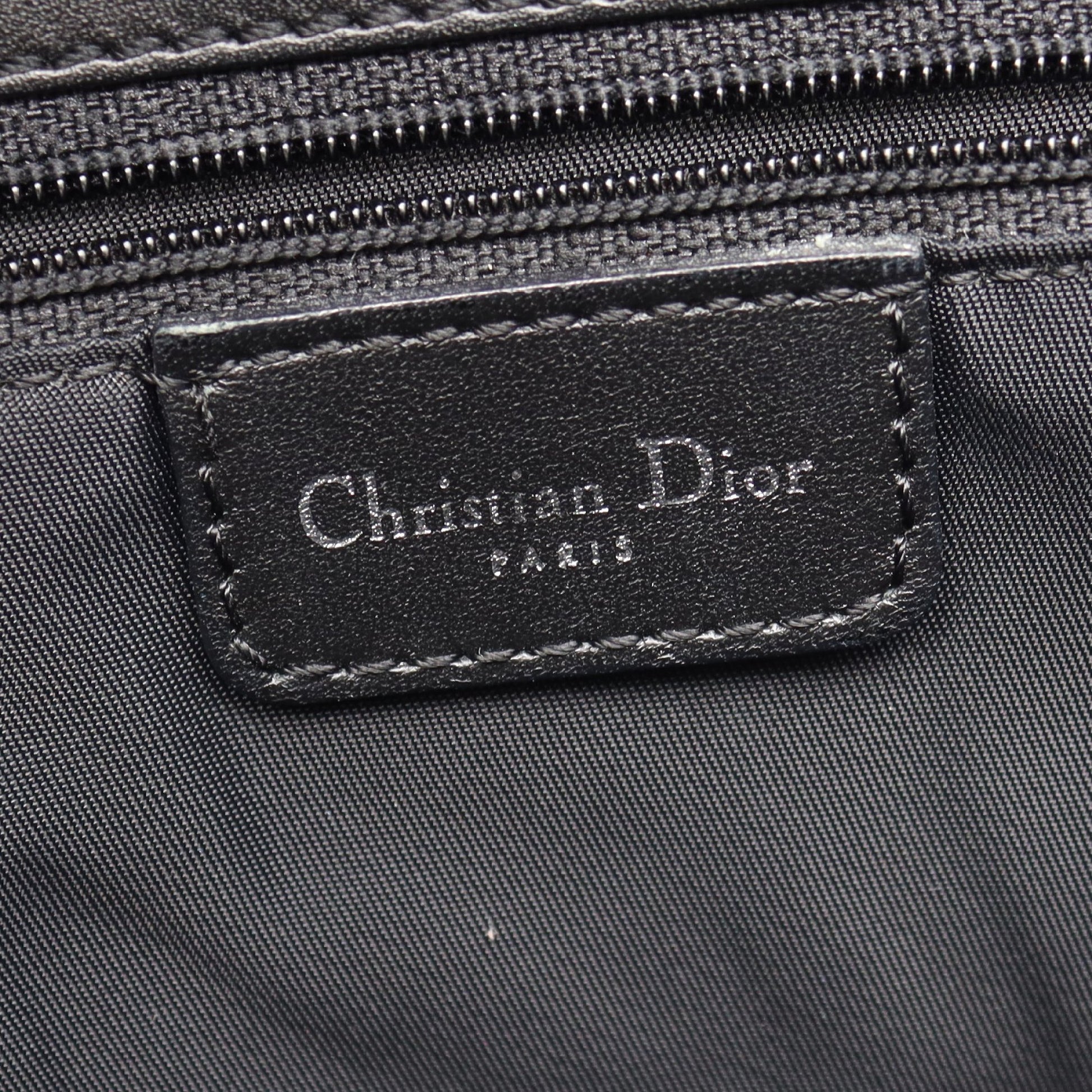 トロッター サドル ハンドバッグ トートバッグ キャンバス レザー ライトグレー ブラック クリスチャンディオール バッグ Christian Dior