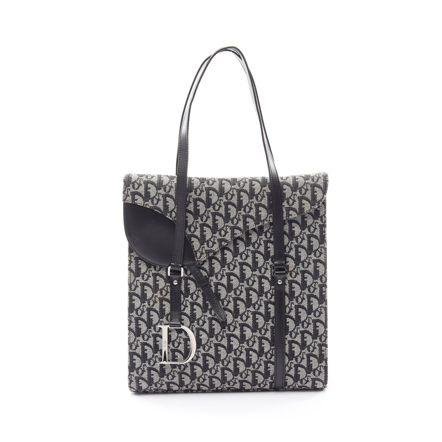 トロッター サドル ハンドバッグ トートバッグ キャンバス レザー ライトグレー ブラック クリスチャンディオール バッグ Christian Dior