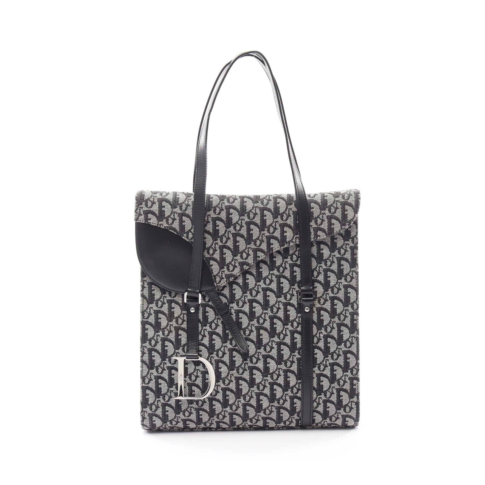 トロッター サドル ハンドバッグ トートバッグ キャンバス レザー ライトグレー ブラック クリスチャンディオール バッグ Christian Dior