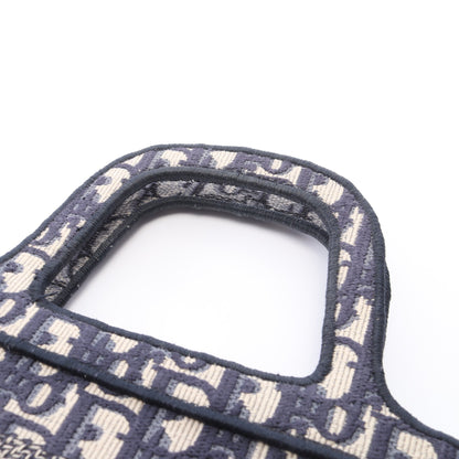 BOOK TOTE ミニ エンブロダイリー ハンドバッグ トートバッグ キャンバス ネイビー アイボリー クリスチャンディオール