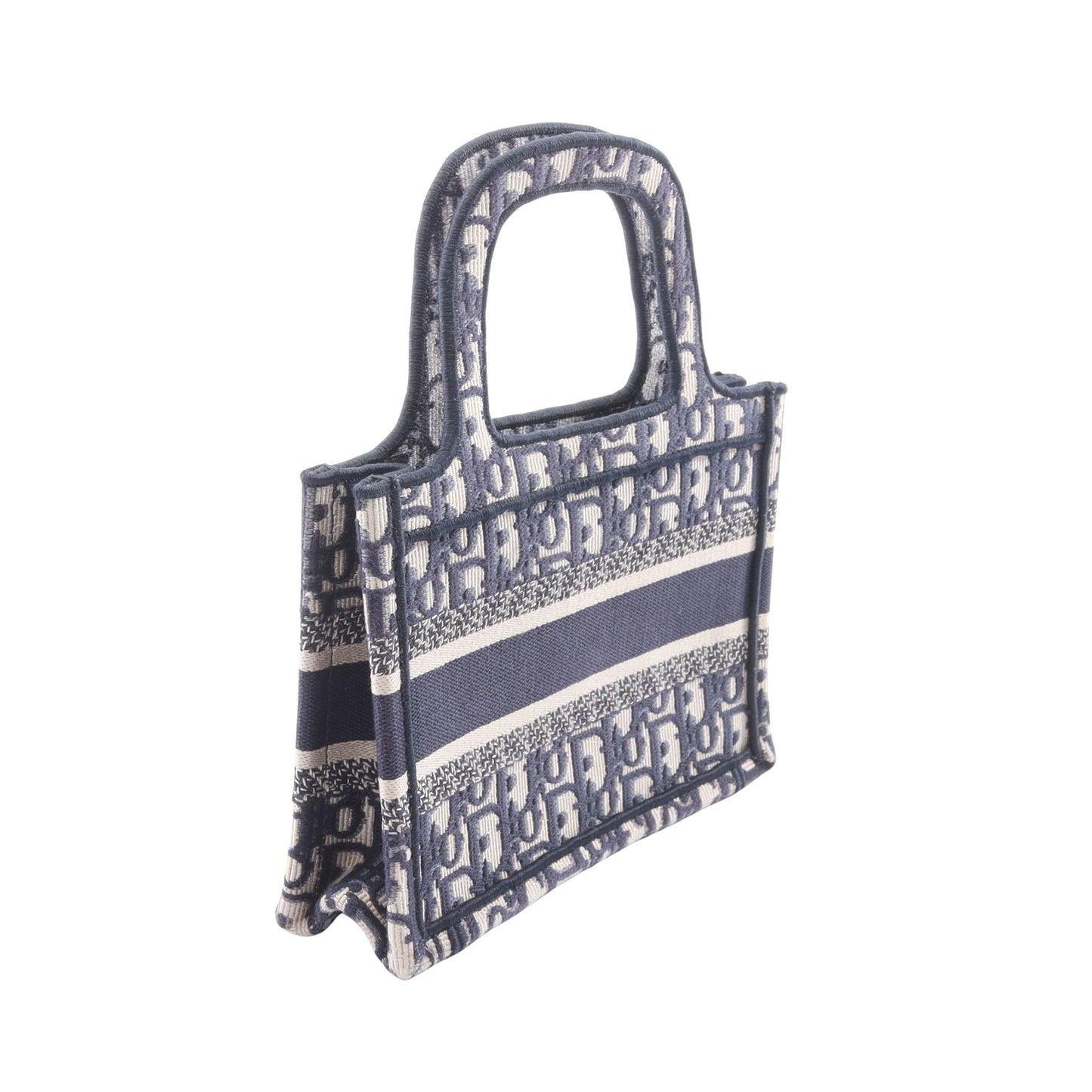 BOOK TOTE ミニ エンブロダイリー ハンドバッグ トートバッグ キャンバス ネイビー アイボリー クリスチャンディオール