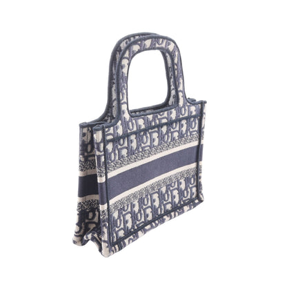 BOOK TOTE ミニ エンブロダイリー ハンドバッグ トートバッグ キャンバス ネイビー アイボリー クリスチャンディオール