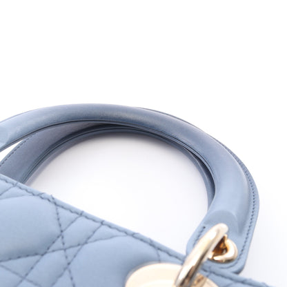 LADY DIOR レディディオール カナージュ 2WAY ハンドバッグ レザー ライトブルー ネイビー クリスチャンディオール