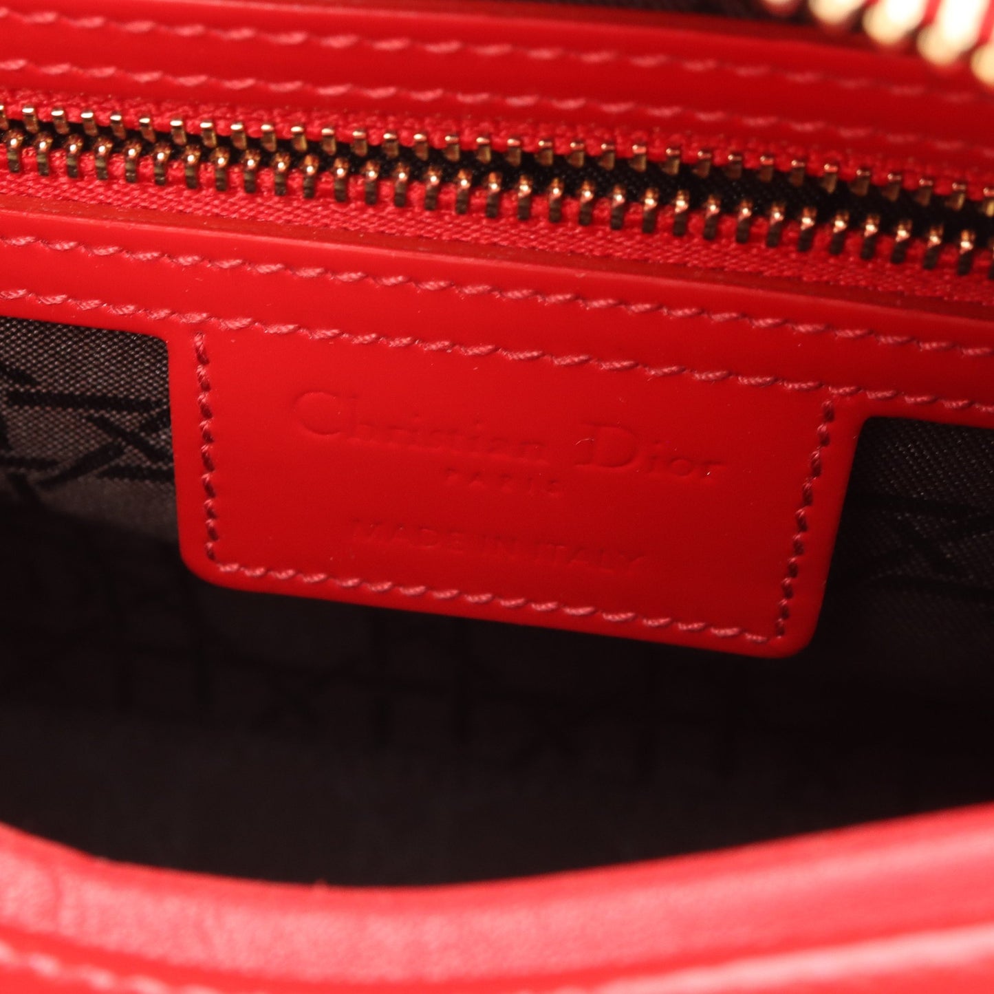 LADY DIOR レディディオール カナージュ 2WAY ハンドバッグ エナメルレザー レッド クリスチャンディオール