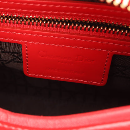 LADY DIOR レディディオール カナージュ 2WAY ハンドバッグ エナメルレザー レッド クリスチャンディオール