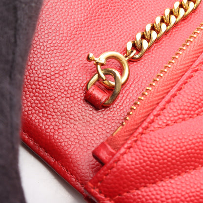 カサンドラ エンベロープ チェーンウォレット レザー レッド サンローランパリ バッグ SAINT LAURENT PARIS