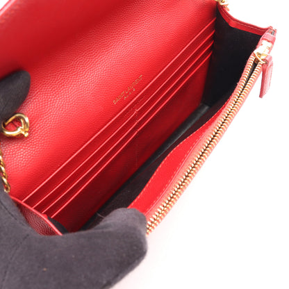 カサンドラ エンベロープ チェーンウォレット レザー レッド サンローランパリ バッグ SAINT LAURENT PARIS