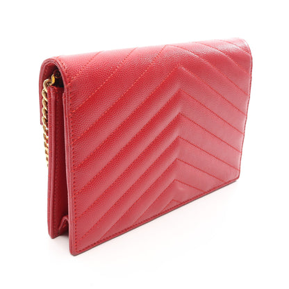 カサンドラ エンベロープ チェーンウォレット レザー レッド サンローランパリ バッグ SAINT LAURENT PARIS