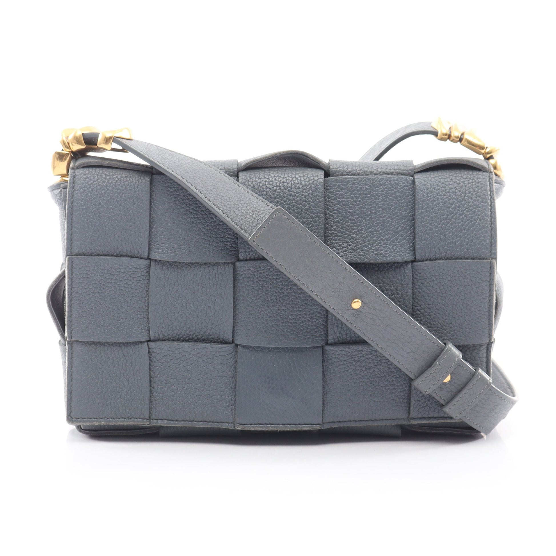カセット イントレチャート ショルダーバッグ レザー グレー ボッテガヴェネタ バッグ BOTTEGA VENETA