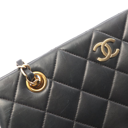 マトラッセ Wチェーンショルダーバッグ ラムスキン ブラック ゴールド金具 シャネル バッグ CHANEL