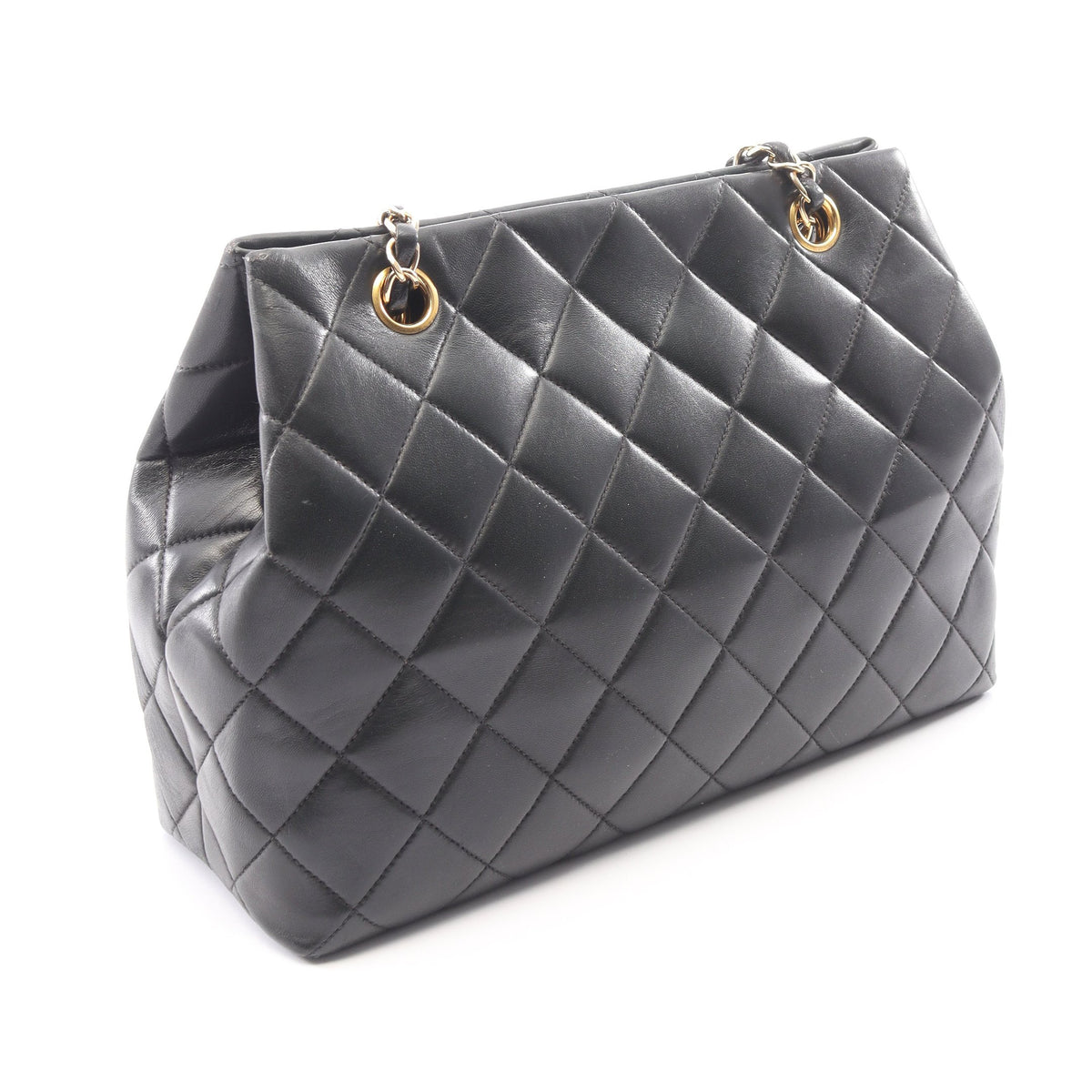 マトラッセ Wチェーンショルダーバッグ ラムスキン ブラック ゴールド金具 シャネル バッグ CHANEL